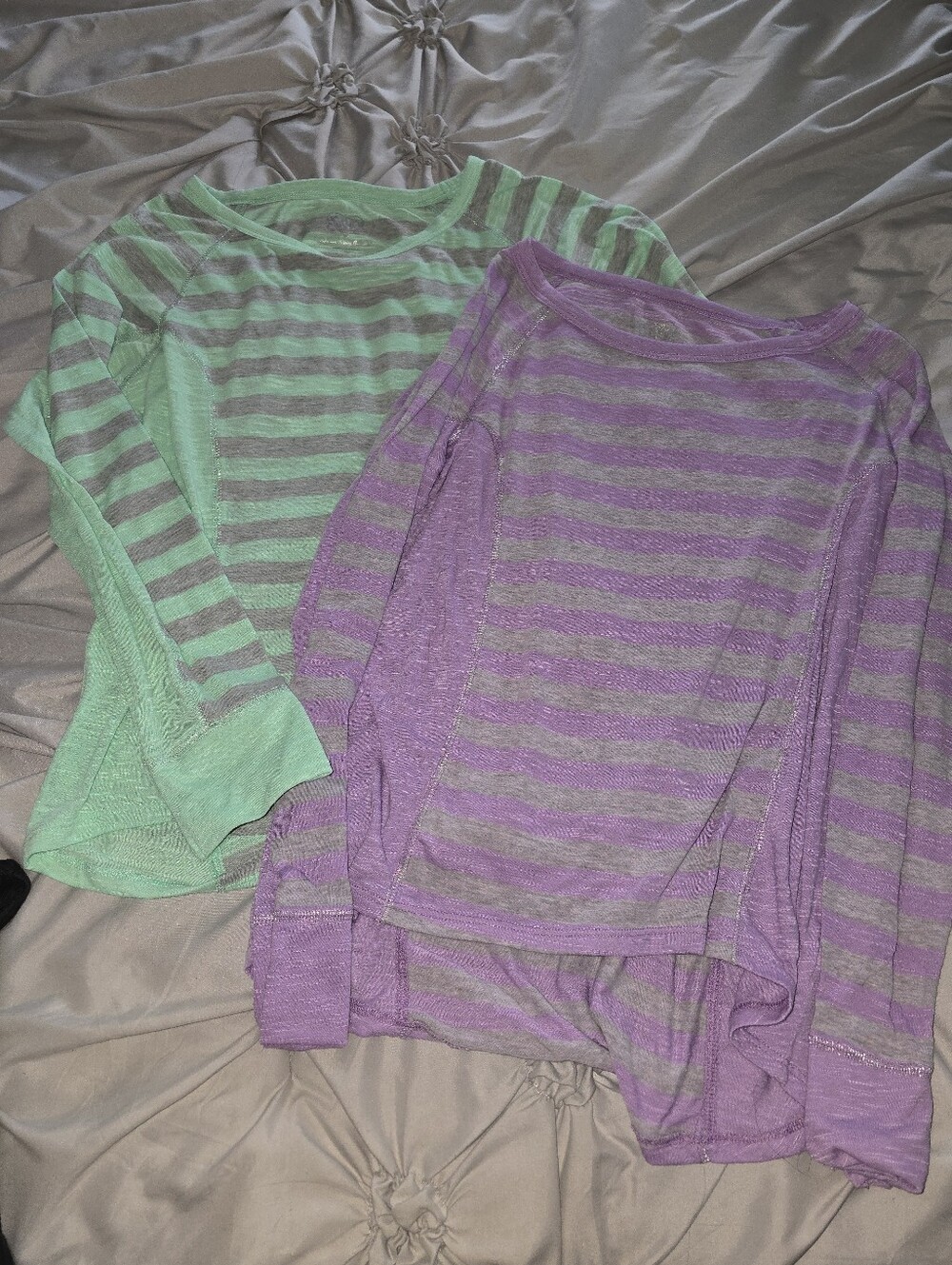 Justice Green and Purple Striped Long Sleeve Tops